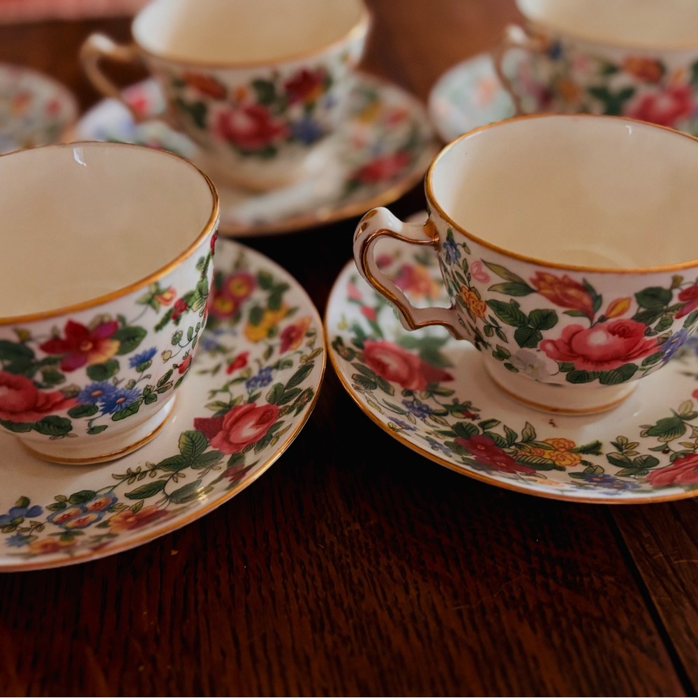 Crown Staffordshire “Thousand Flowers” Fine Bone China Tea Cup & Saucer